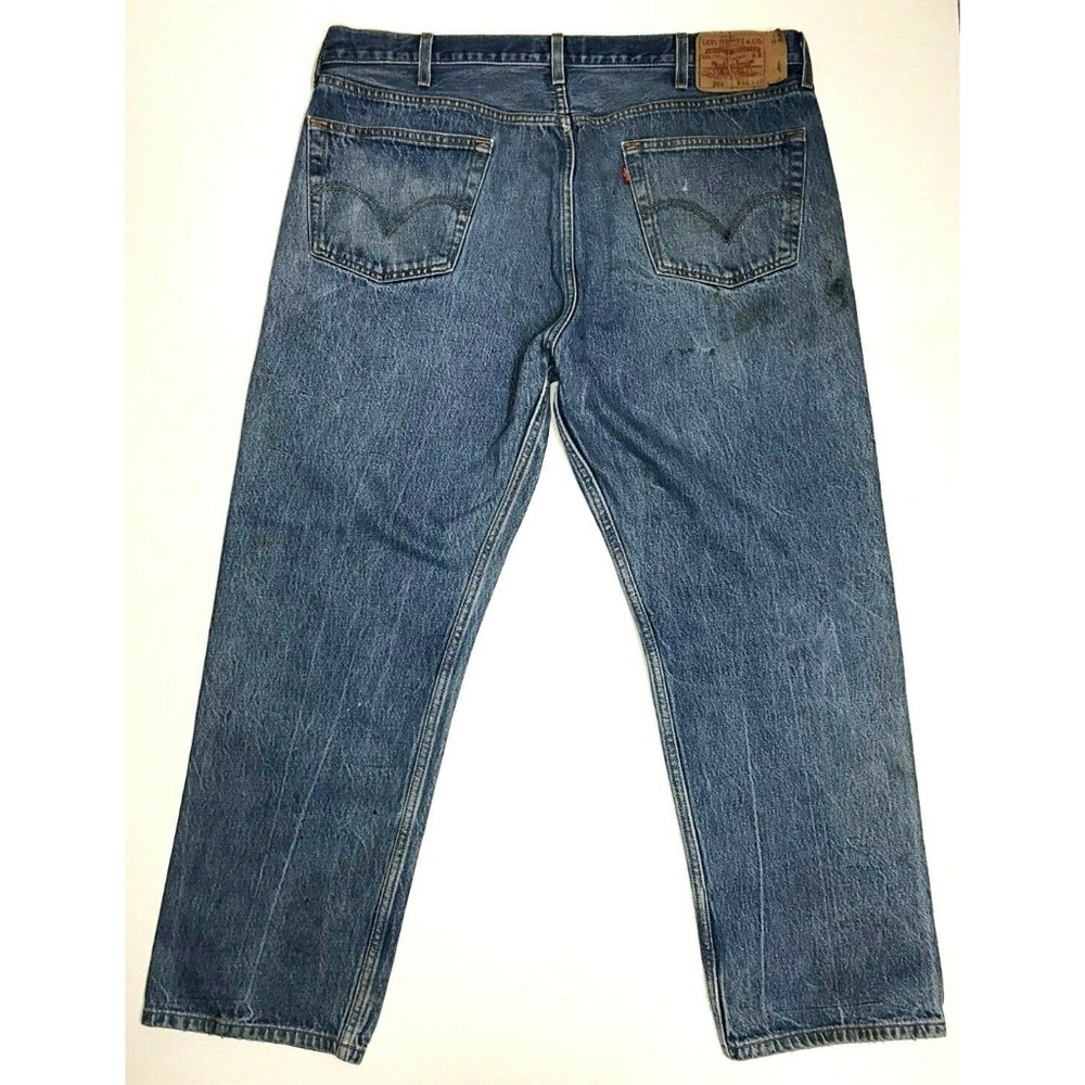 501 Button Fly Med Wash Jean 100% Cotton Destroyed - Picture 2 of 8